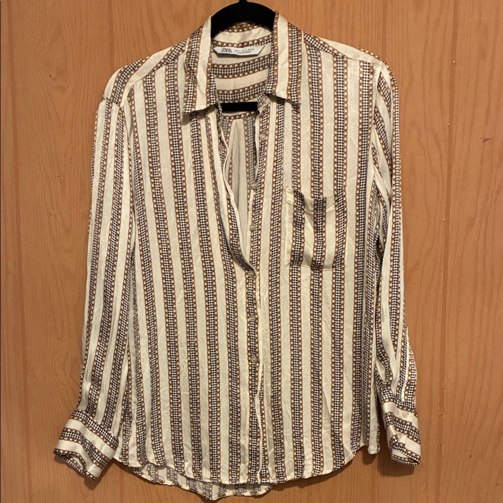 Zara  women Brown and White Striped